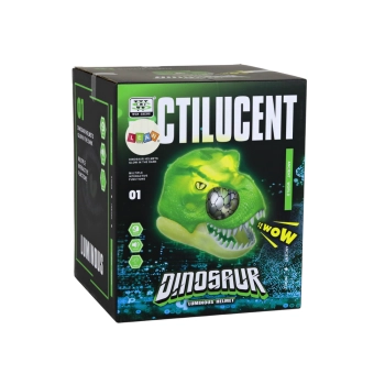 Maska Dinozaura Regulowana Opaska Światła Dźwięki Zielona