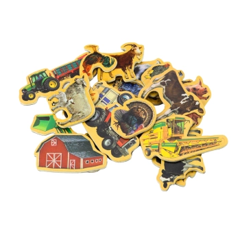 Zestaw Magnesy Drewniane Zwierzęta Domowe Maszyny Rolnicze 20 Sztuk