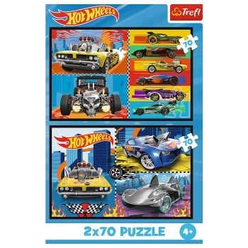 Puzzle - 2x70 - Samochodziki - Hot Wheels - Trefl 34442