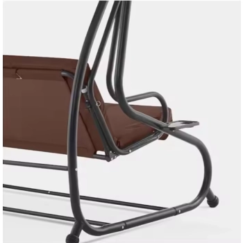 Huśtawka Czteroosobowa Ogrodowa Bujana Daszek Wolnostojąca Brązowa