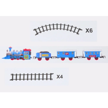 Zestaw Pociąg 3 Wagony Na Baterie Tory Efekty Świetlne i Dźwiękowe