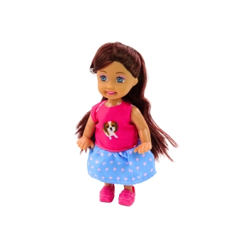 Laleczka Z Psami Lalka Piesek Buda Akcesoria Różowe Szczeniak 16 ele.