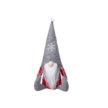 Krasnal Skrzat Świąteczny Szara Czapka Dzwoneczek 32cm