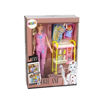 Lalka Dla Dzieci Lekarz Długie Włosy Akcesoria