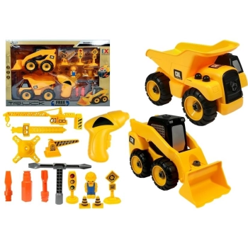 Zestaw autek Dźwig Wywrotka Koparka do Rozkręcania