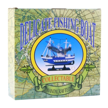 Model Kolekcjonerski Statek Kuter Rybacki Flying Lady Niebieski 24x23cm