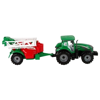 Zielony Ciągnik Rolniczy z Czerwono- Zielonym Opryskiwaczem Napęd Frykcyjny