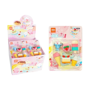 Zestaw Gumek Do Ścierania Zmazywania Szkolne Słodycze 6szt