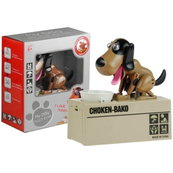 Skarbonka Pies Zjadający Monety Ciemny Brąz Łatki