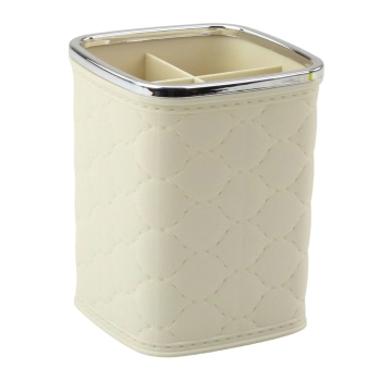 Organizer Pojemnik Na Pędzle Cztery Przegrody Biały 12 x 9,5cm