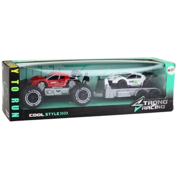 Auto Terenowe Czerwone Laweta Pojazd Sportowy Zestaw