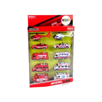 Zestaw Autek Resoraki Pojazdy Straż Pożarna Ambulans 10 el.