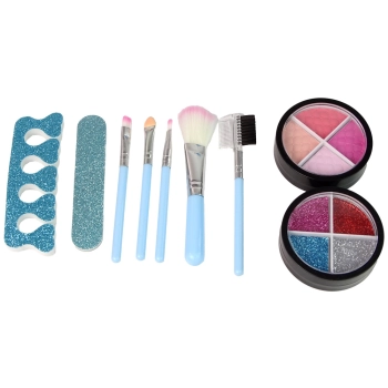 Zestaw Do Makijażu Robienie Paznokci Kuferek Niebieski Brokaty Błyszczyki