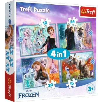 Puzzle - 4w1 (12, 15, 20, 24) - Niezwykły świat Frozen - Kraina Lodu - Trefl 34381