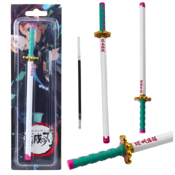 Długopis Miecz Katana Anime Metalowy Czarny Tusz Wymienny Wkład Turkus