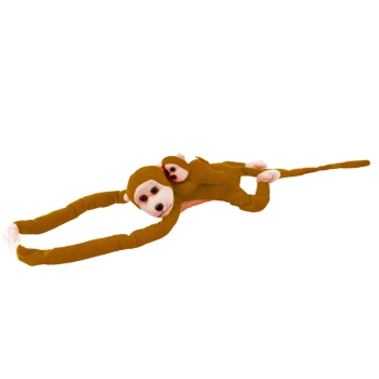 Maskotka Pluszowa Małpka z Dzieckiem Ciemno Brązowa 90 cm