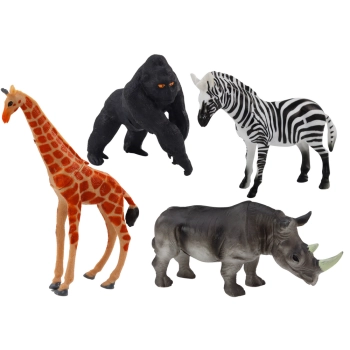 Zestaw Figurek Zwierząt Afrykańskich 4 Sztuki Żyrafa Goryl