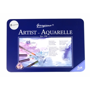 Zestaw 48 Kredek Akwarelowych Metalowy Pojemnik