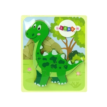 Drewniane Puzzle Dinozaur Isanosaurus Tyranosaurus Zielony