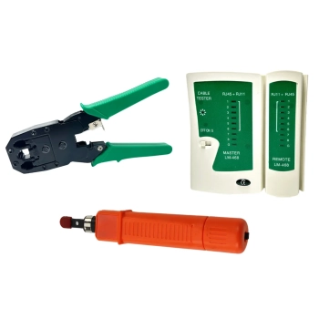 Komplet Narzędzi Sieciowych 19w1 Tester Zaciskarka Kabli