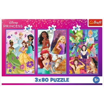 Puzzle - 3x80 - Księżniczki przyjaciółki - Disney Princess - Trefl 34884