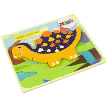 Drewniane Puzzle Dinozaury Triceratops Ankylosaurus Pomarańczowy