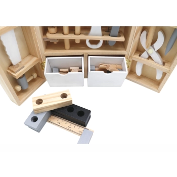Warsztat Drewniany w Walizce Narzędzia Szufladki Majsterkowanie