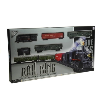 Duża Kolejka z Dymem Światło + 4 Wagony Tor 156 cm