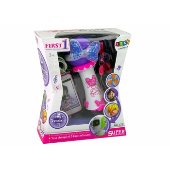 Bajkowy Mikrofon Dla Dzieci Karaoke MP3 Kokardka Głośnik