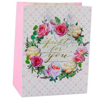 Torba Prezentowa Wzory Kwiaty Best Wishes 23 x 18 x 10,5 cm