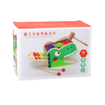 Dinozaur Wbijak Cymbałki 2w1 Drewniany Czerwony