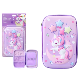 Duży Piórnik 3D Jednorożec Rozkładany Fioletowy 23x15x5 cm