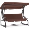 Huśtawka Czteroosobowa Ogrodowa Bujana Daszek Wolnostojąca Brązowa