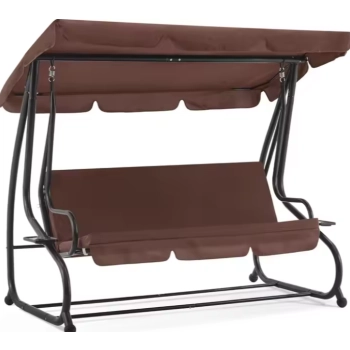 Huśtawka Czteroosobowa Ogrodowa Bujana Daszek Wolnostojąca Brązowa