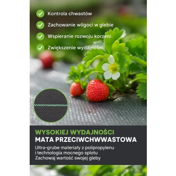 Agrotkanina Czarna 100 cm x50m UV 70g Antychwastowa Agrowłóknina + Kotwy