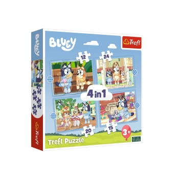 Puzzle - 4w1 (12, 15, 20, 24) - Bluey i jego świat - Trefl 34637