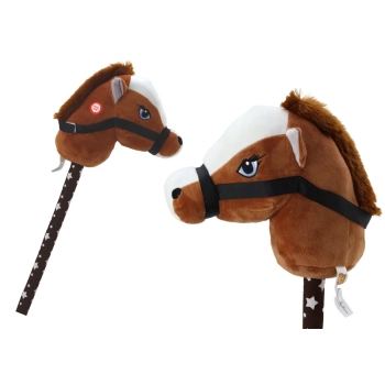 Pluszowa Głowa Konia Na Kiju Hobby Horse Koń Krótkowłosy Ciemnobrązowy Dźwięki