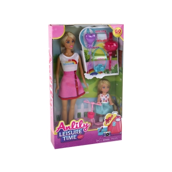 Lalki Dla Dzieci Anlily Mama i Córka Blond Włosy Hulajnoga 8 El.