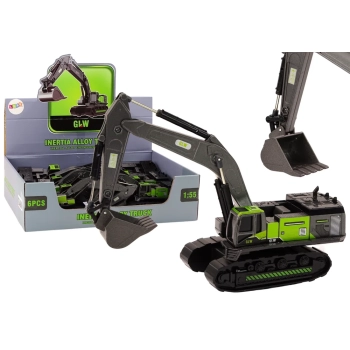 Koparka Gąsienicowa Metalowa Łyżka 1:55 Czarno-Zielona