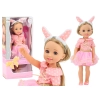 Lalka Różowa Sukienka Długie Włosy Opaska Szczotka 38cm