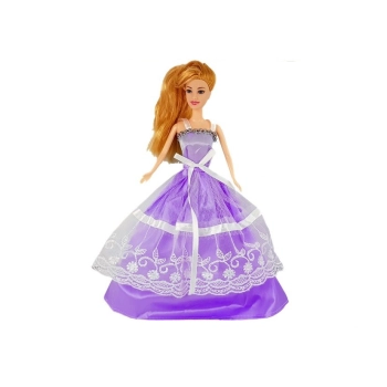 Lalka Fioletowa Suknia Bal Torebka Szpilki Biżuteria