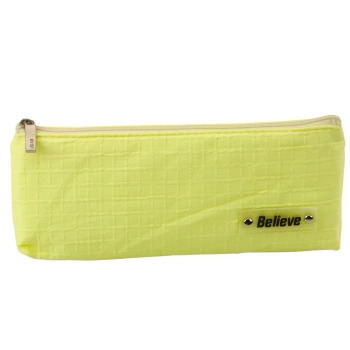 Piórnik Szkolny Biurowy Jednokomorowy Tłoczona Kratka Żółty 21x9,5cm