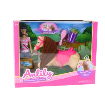 Zestaw Lalka Anlily Dżokejka Koń Akcesoria