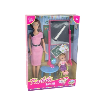 Lalka Dla Dzieci Nauczycielka Z Uczennicą Szkoła Tablica Globus Akcesoria