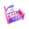 Duże Łóżeczko Dla Lalki z Karuzelką i Pościelą Różowo-Fioletowe 48cm