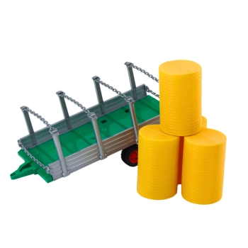 Duży Traktor Rolniczy Z Przyczepą I Balami Siana Napęd Czerwony