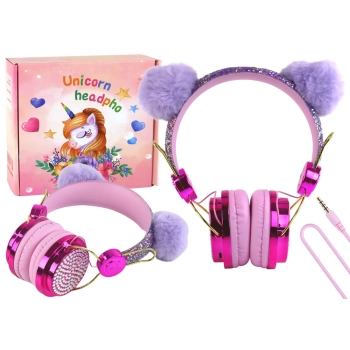 Słuchawki Przewodowe W Odcieniach Różu Uszka Regulacja Mikrofon