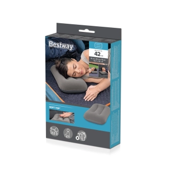 Dmuchana Poduszka Welurowa Szara 42 cm Bestway 67121