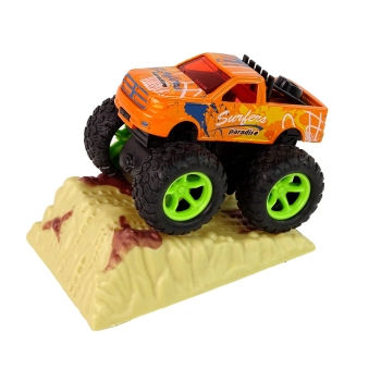 Auto Resorak Z Naciągiem Monster Truck Big Foot Gumowe Opony Rampa
