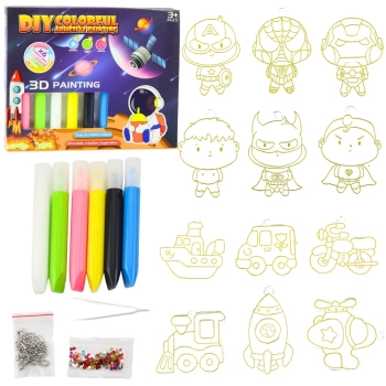 Zestaw Do Malowania Kosmos 3D DIY 6 Farbek Zawieszki 12 szt.